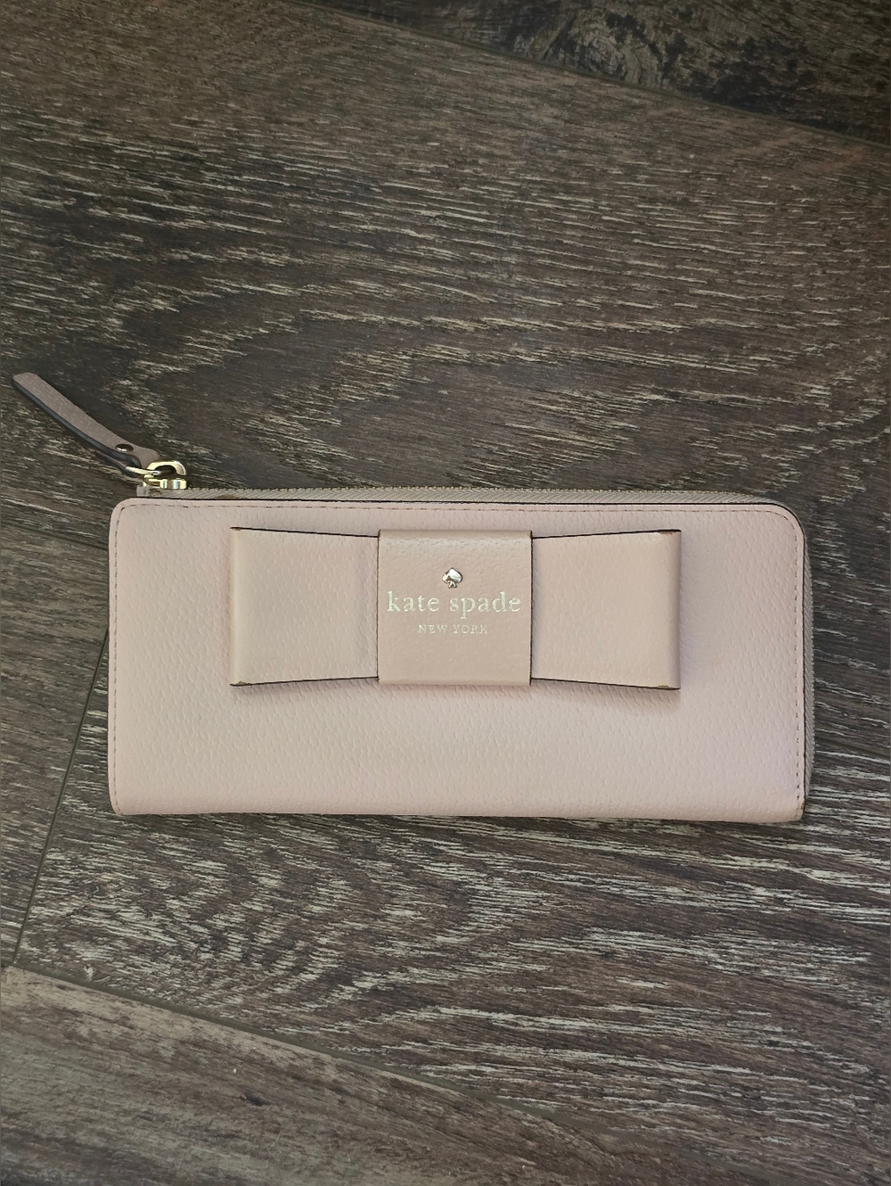 Kate Spade Blush Pink Bow Zip Around Wallet